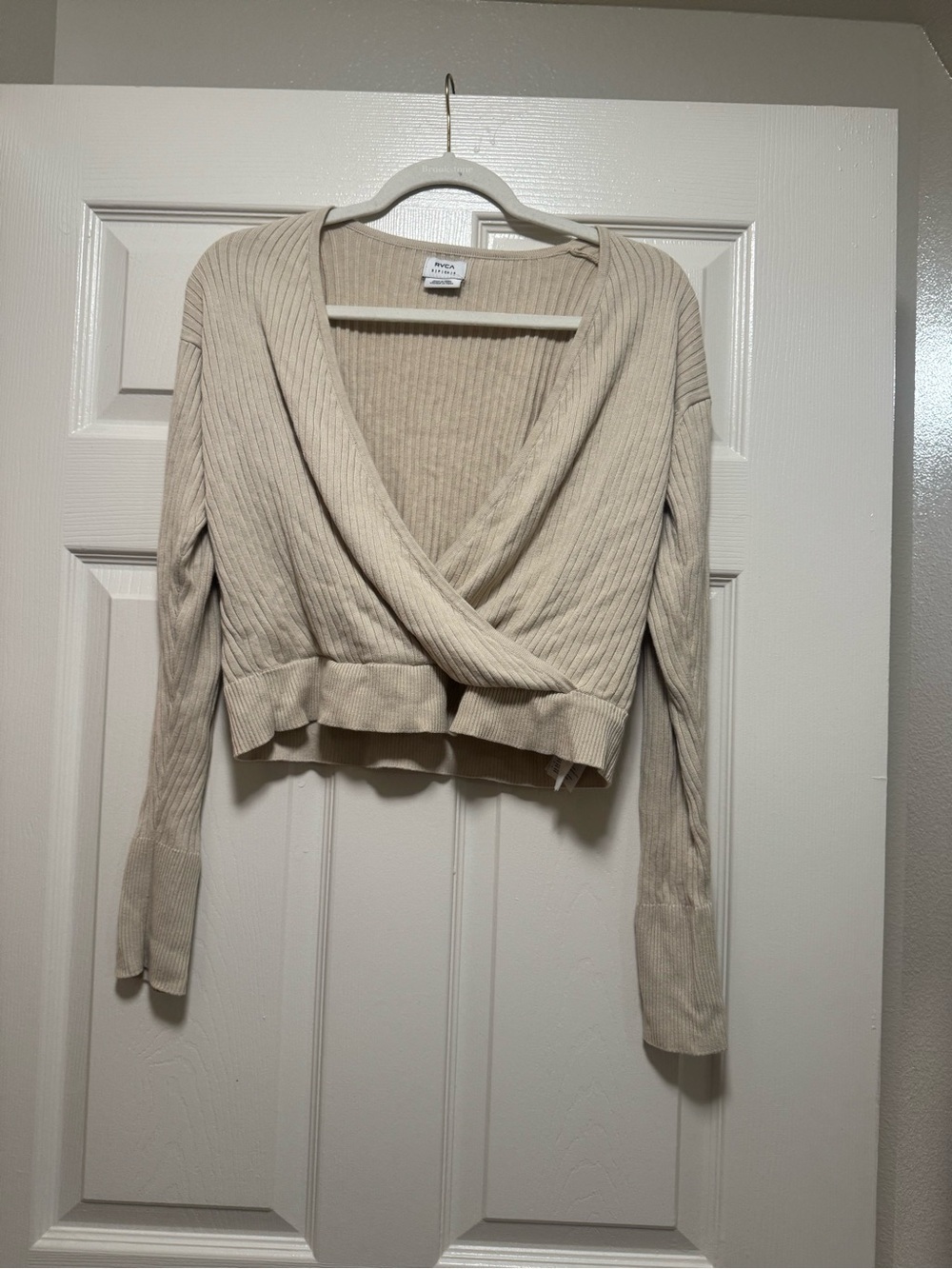 RVCA Ribbed Knit Faux Wrap Sweater